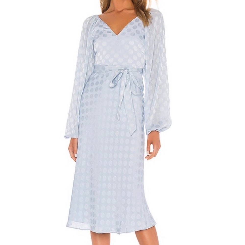 Baby blue satin midi dress